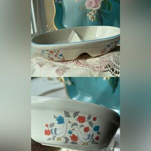 Divided Geese Split Baking Dish Country Classics Collection Made in Japan Vtg